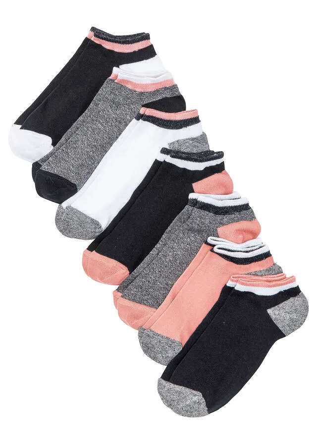 CALCETINES DEPORTIVOS (7 UNIDADES) NEGRO JASPEADOCORALBLANCO